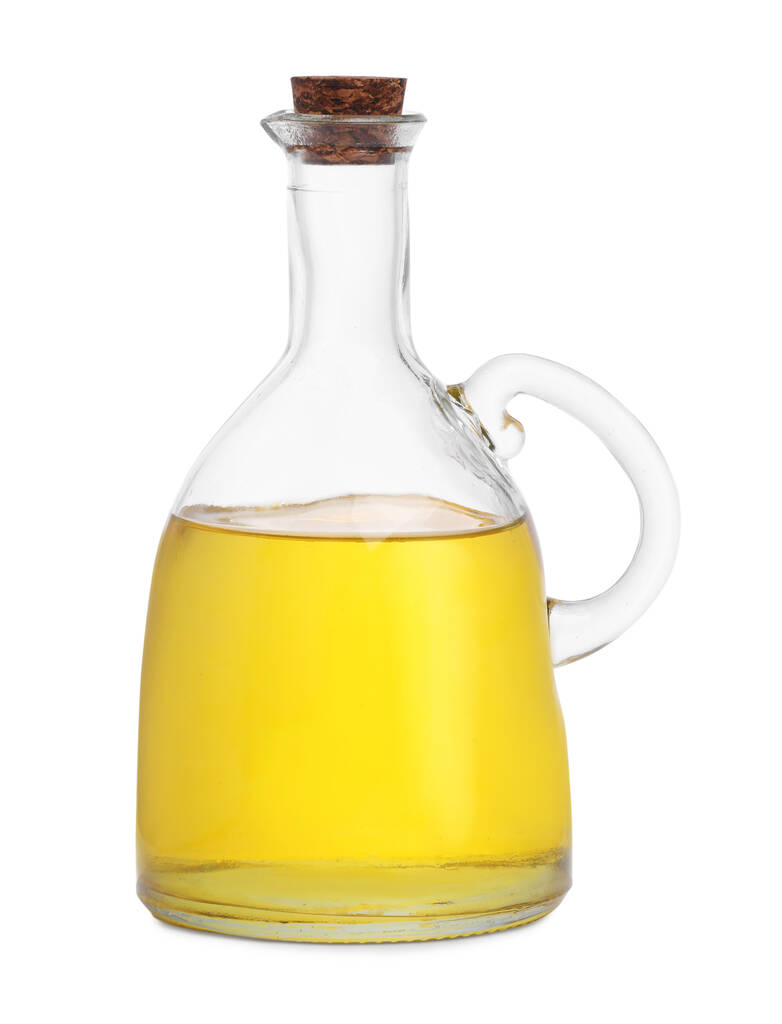 白に隔離された調理油のガラス瓶 - 写真・画像