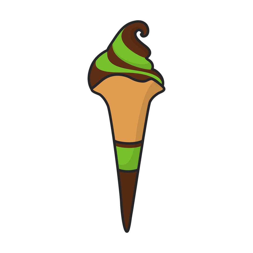 Helado en cono vector icon.Color logotipo del vector aislado en el helado de fondo blanco en cono. - Vector, imagen