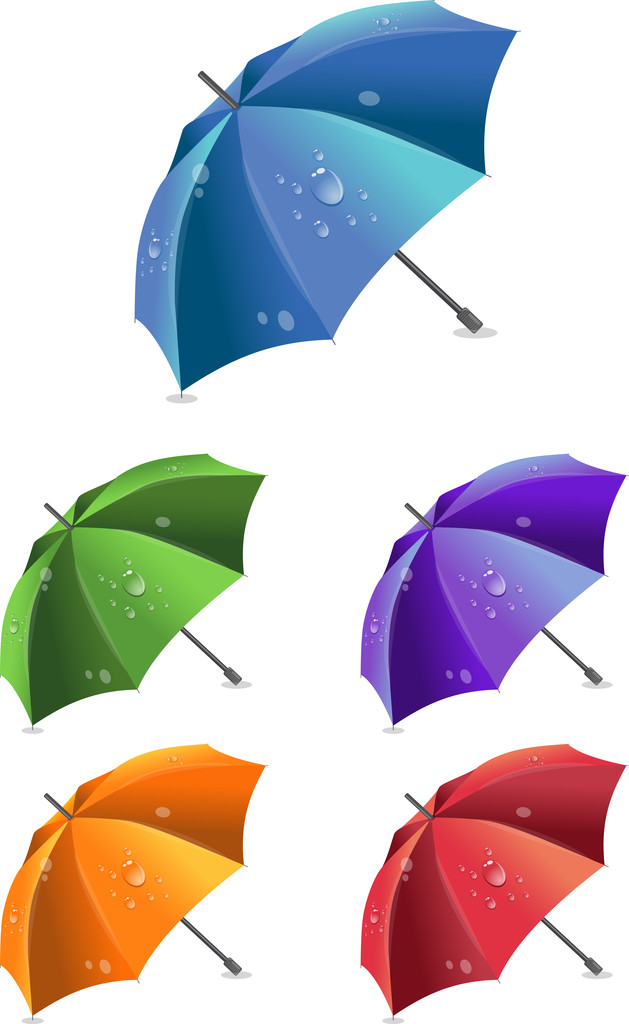 Set aus bunten Regenschirmen, Vektorillustration - Vektor, Bild