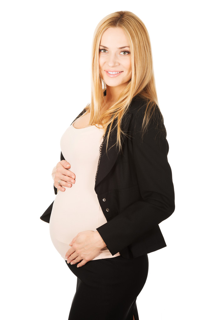 Schwangere im Business-Anzug. - Foto, Bild