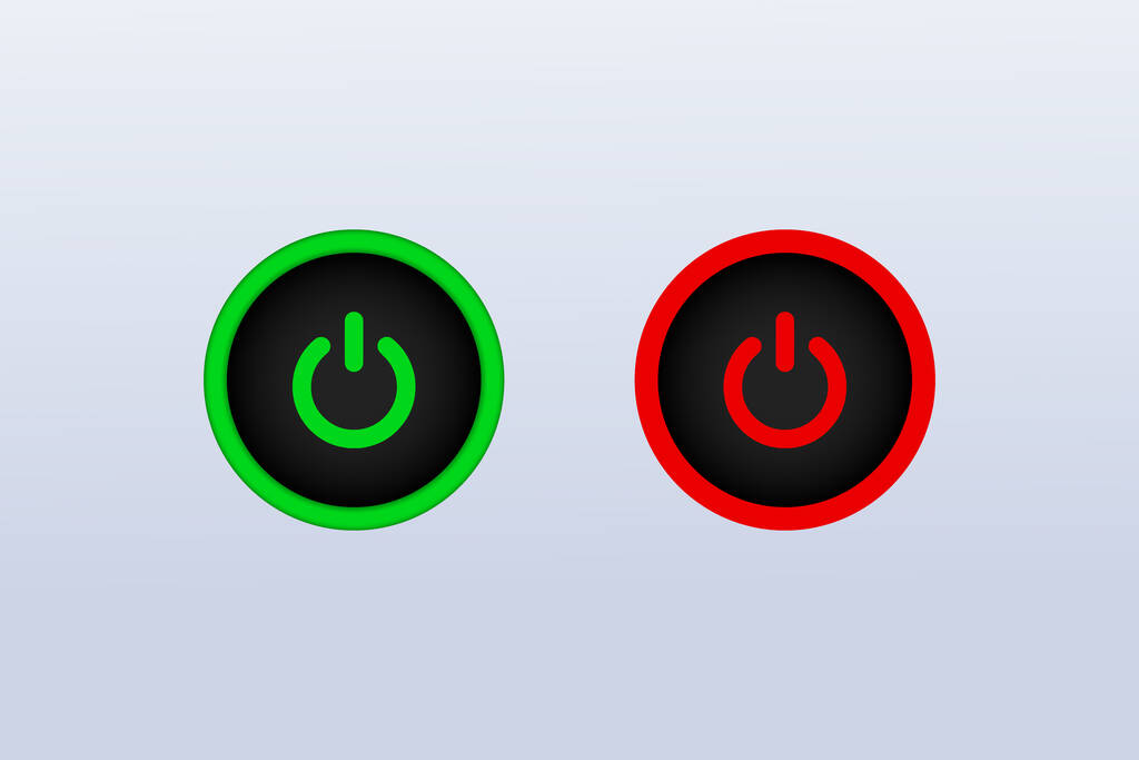 botón de encendido rojo con icono de flecha. ilustración vectorial - Vector, imagen