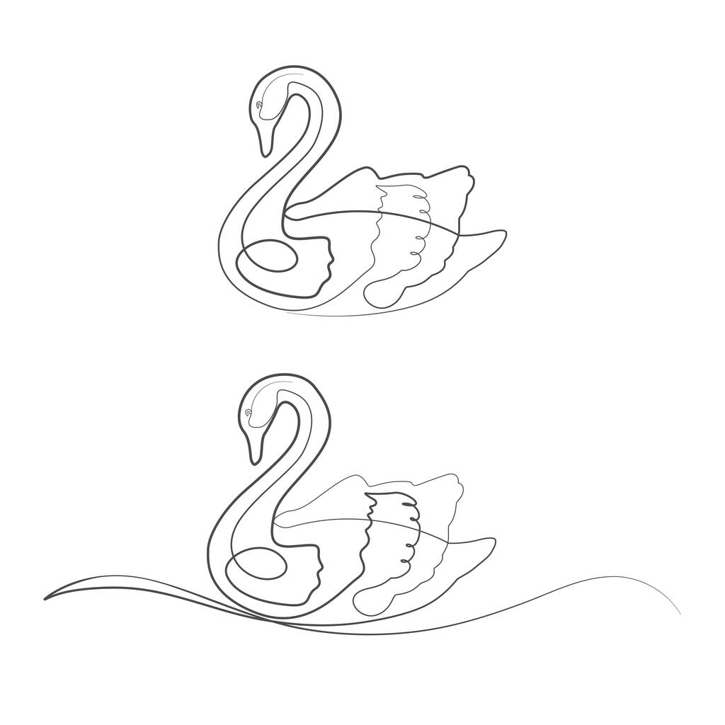 El cisne elegante dibujo de una línea de arte  - Vector, imagen