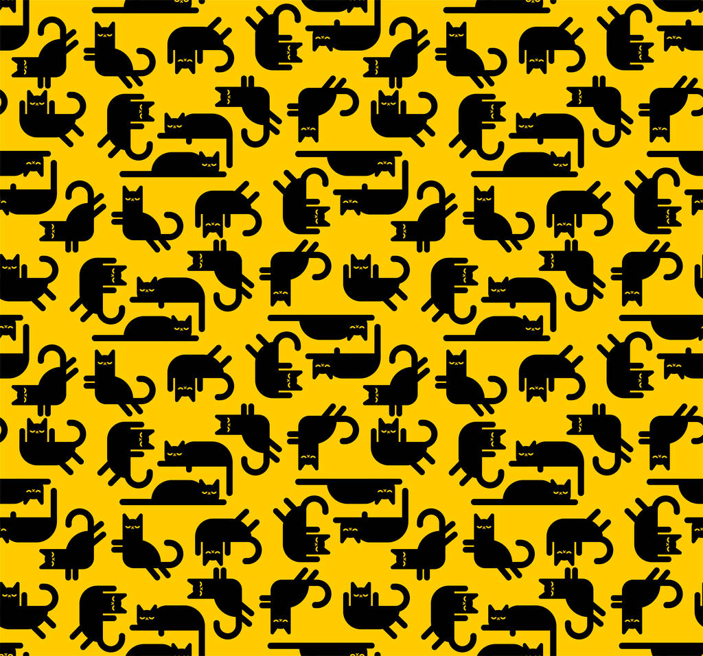 Black cat pattern seamless. pat background. Baby fabric texture - Vector, Image