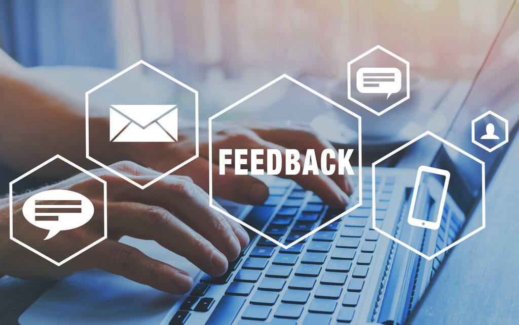 feedback concept, user comment rating of company online, writing review diagram, reputation management - Photo, Image