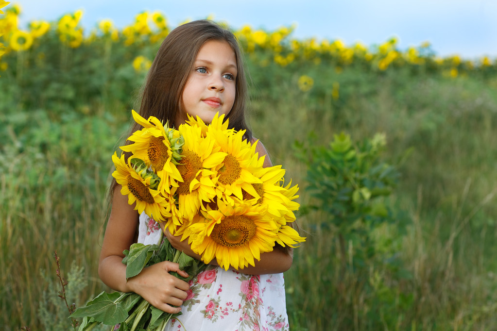een klein meisje is in het veld - Foto, afbeelding
