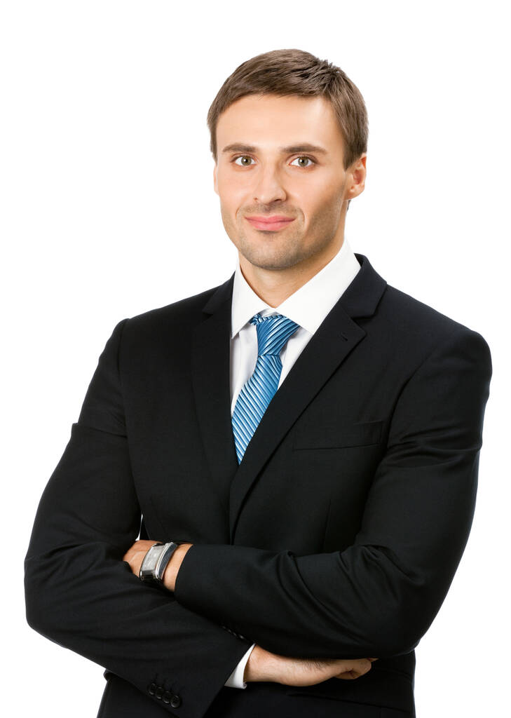 Портрет молодого щасливого усміхненого бізнесмена, ізольованого на білому тлі
 - Фото, зображення