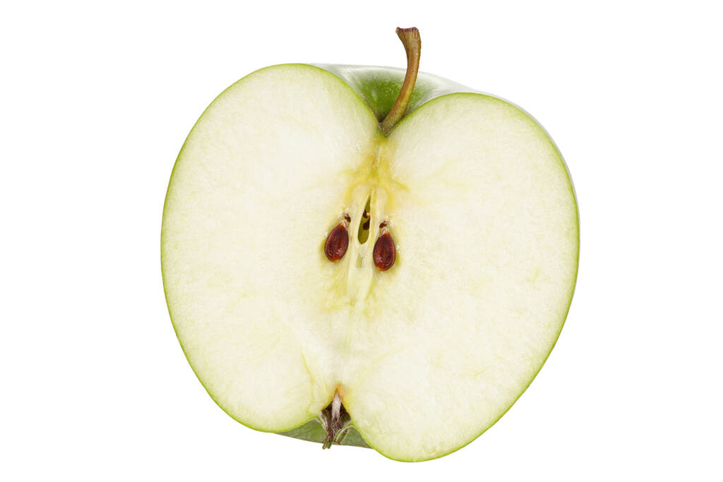Polovina zralého zeleného jablka izolovaného na bílém pozadí. Soubor obsahuje cestu k oříznutí - Fotografie, Obrázek