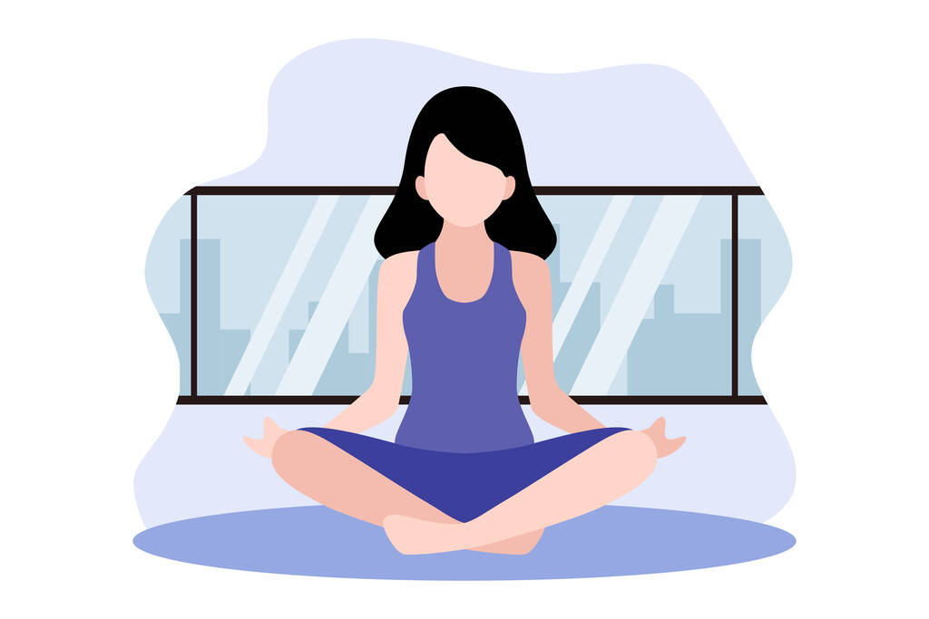Ilustración de diseño plano de yoga - Vector, imagen