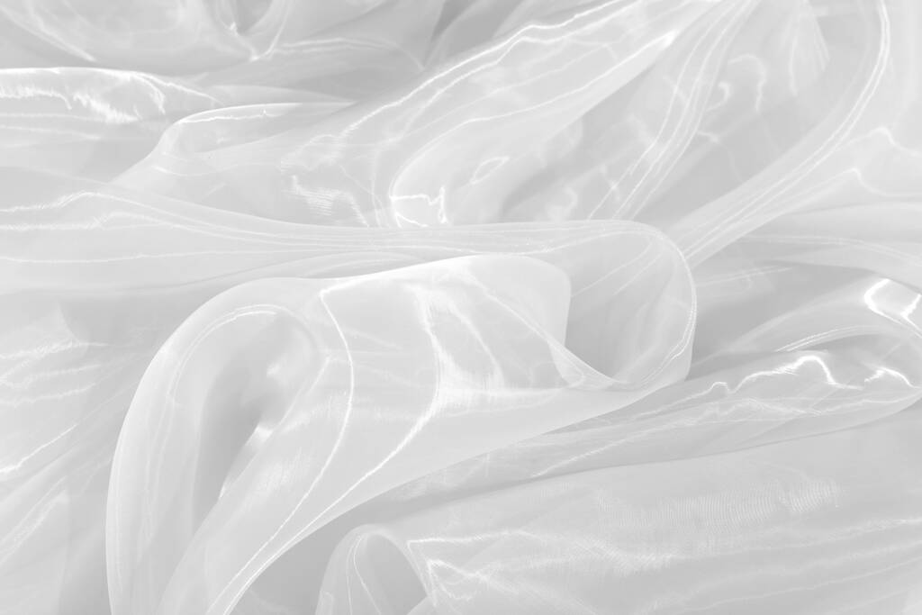 Bílá tylová tkanina jako pozadí, detailní pohled - Fotografie, Obrázek