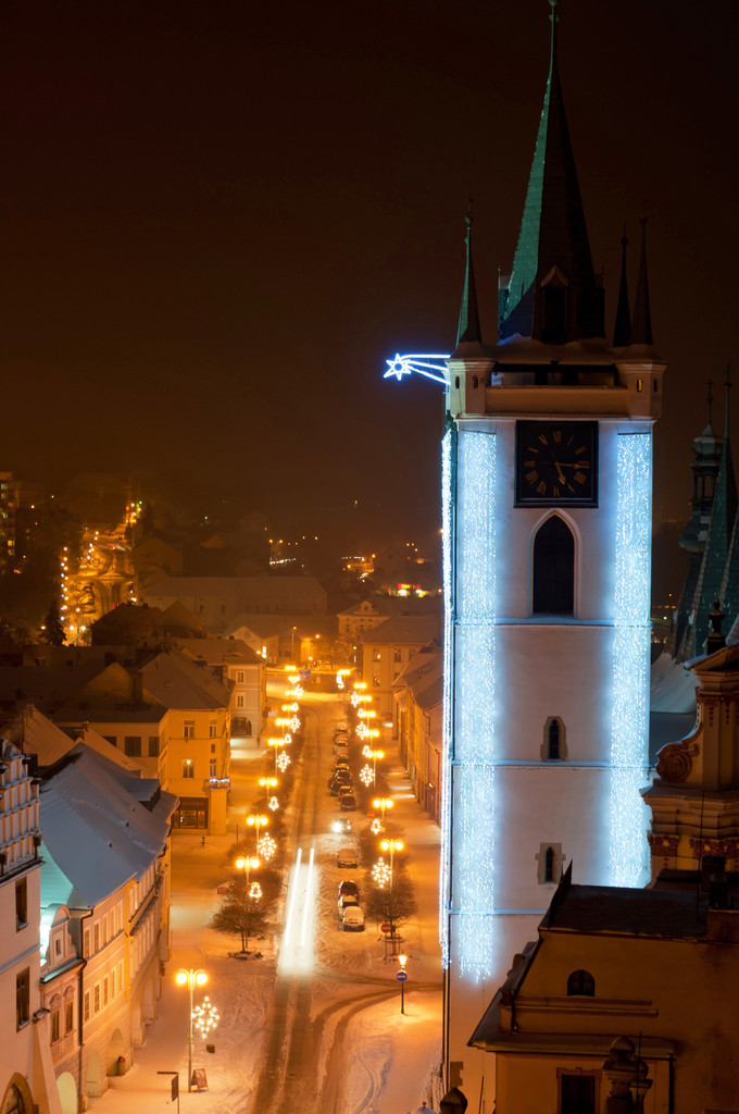 Litomerice in de nacht, Tsjechië - Foto, afbeelding