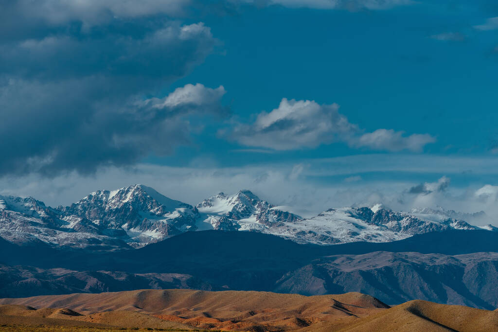 Beautiful mountains landscape with snowy peaks, Kyrgyzstan - Photo, Image