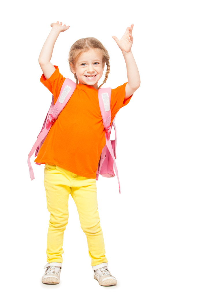 Κοριτσάκι με σχολική τσάντα - Φωτογραφία, εικόνα
