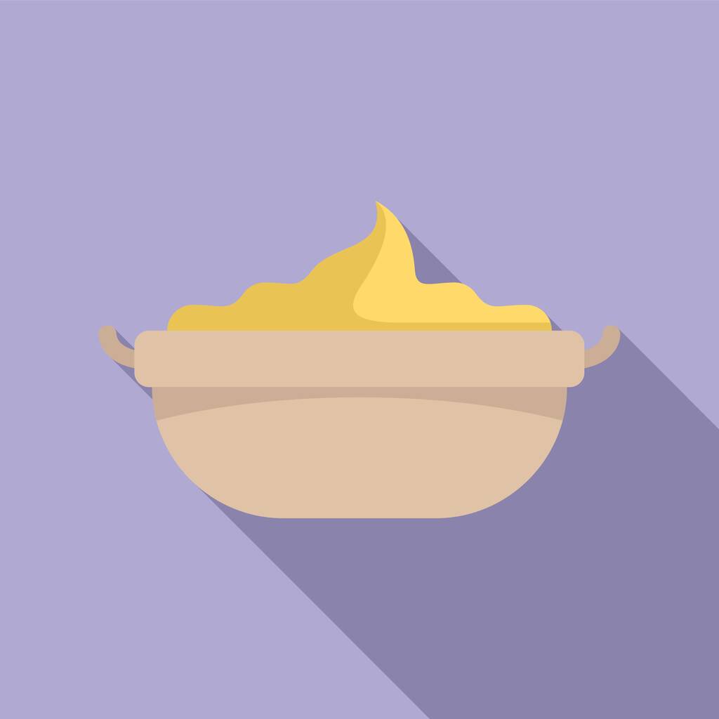 Icono de comida triturada vector plano. Puré de papas. Comida del tazón - Vector, imagen