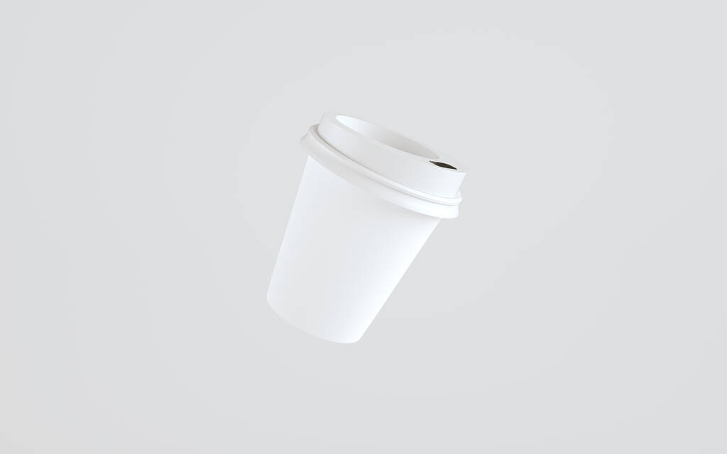 8 oz. Maquette de tasse de café en papier avec couvercle - Une tasse flottante. Illustration 3D - Photo, image