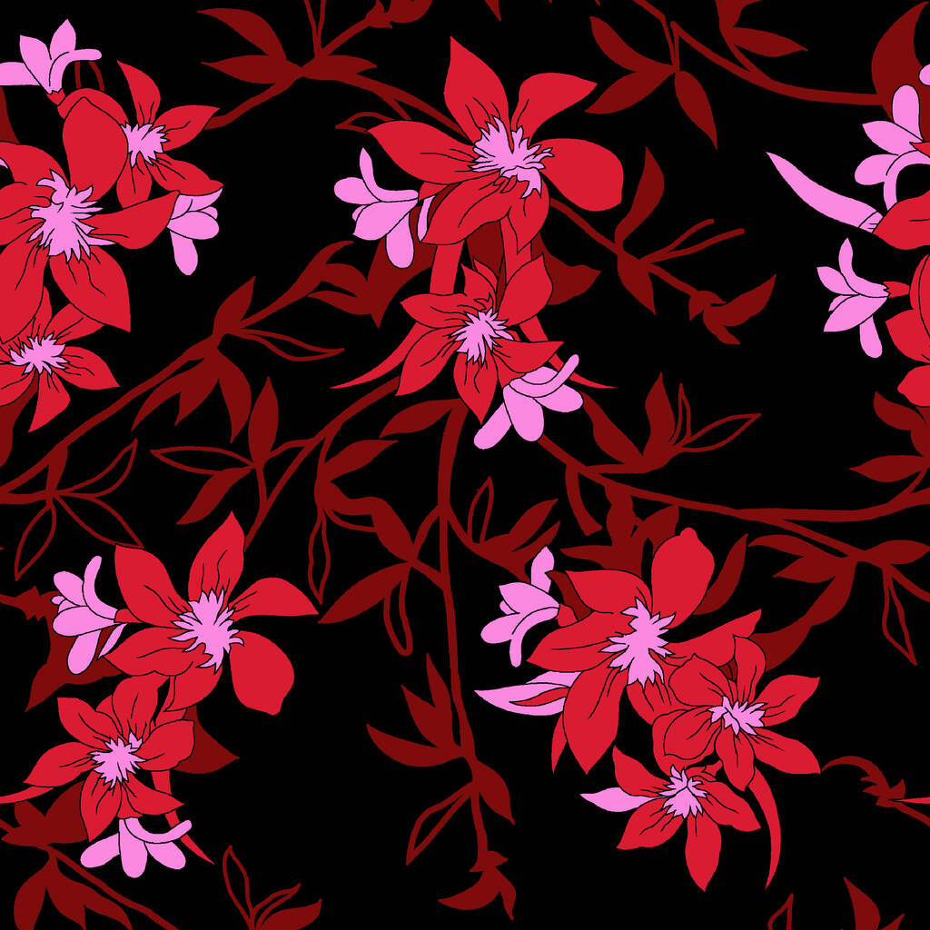 Un hermoso diseño floral abstracto con flores de moda de colores y hojas para el diseño de la ropa. motivo floral, ilustración floral, composición floral,  - Foto, imagen