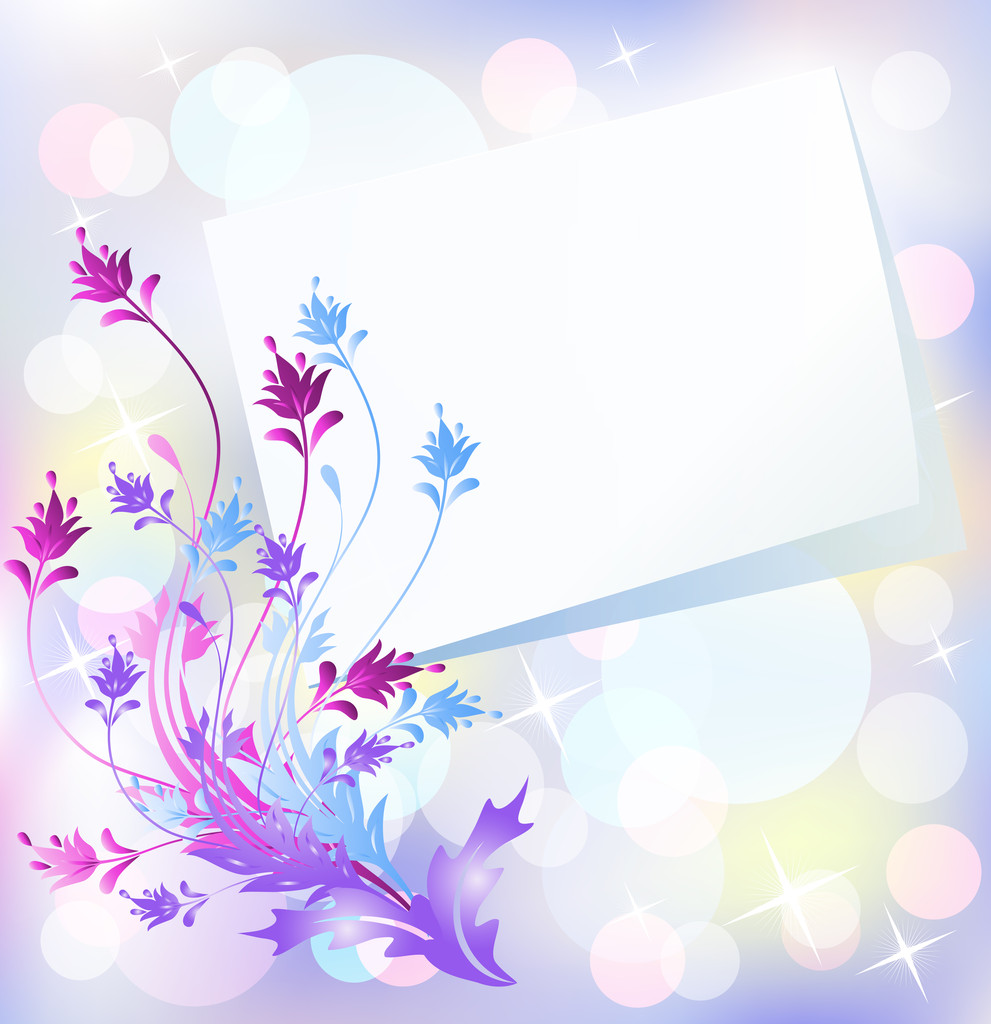 Floral background with paper - Vector, Image