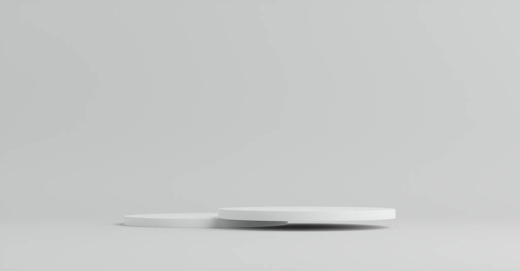 Product Podium - White Podium, witte achtergrond. 3D Illustratie - Foto, afbeelding