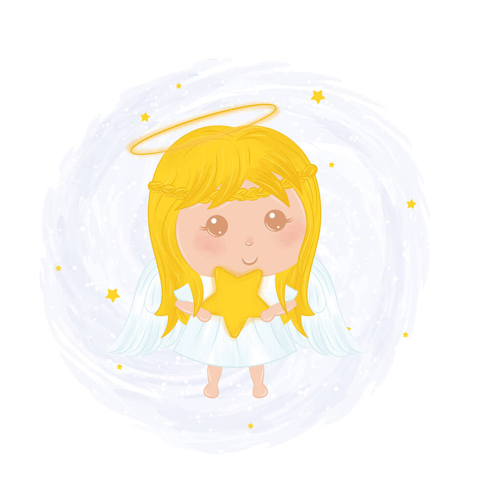 Μεμονωμένη χαριτωμένο θηλυκό Άγγελος χαρακτήρα Διάνυσμα εικονογράφηση - Διάνυσμα, εικόνα