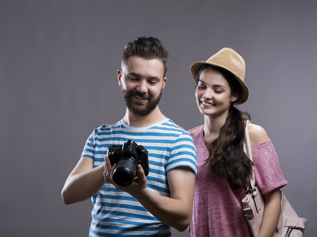 Hipster couple with camera. - Photo, Image