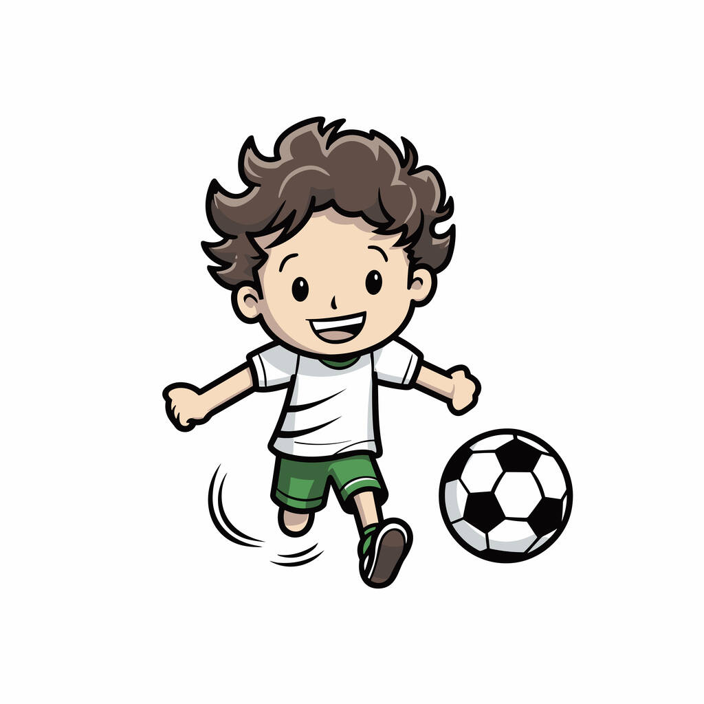 Un footballeur. Illustration comique dessinée à la main par un footballeur. Illustration vectorielle de dessin animé de style doodle - Vecteur, image