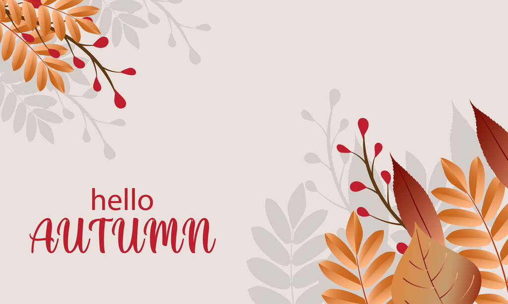 Olá autumn.welcome fundo vetor outono. adequado para cartão, banner ou cartaz - Vetor, Imagem