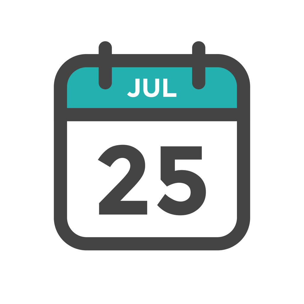 25 luglio Calendario Giorno o calendario Data di scadenza e appuntamento - Vettoriali, immagini