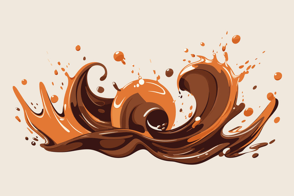σοκολάτα πιτσιλιές κύματα εικονογράφηση σε απομονωμένο φόντο - Διάνυσμα, εικόνα