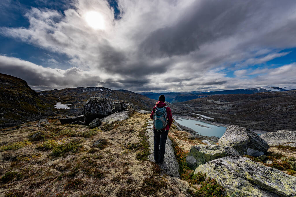 Skalavatnet Lake: Impressionante corpo de água em Suldal, Noruega. Rodeado por florestas exuberantes, é um retiro tranquilo para os amantes da natureza, oferecendo pesca e caminhadas em águas cristalinas.  - Foto, Imagem
