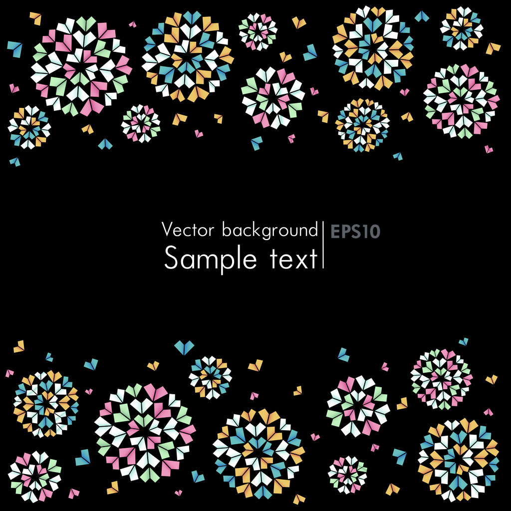 Background with round origami flowers - Vector, Image
