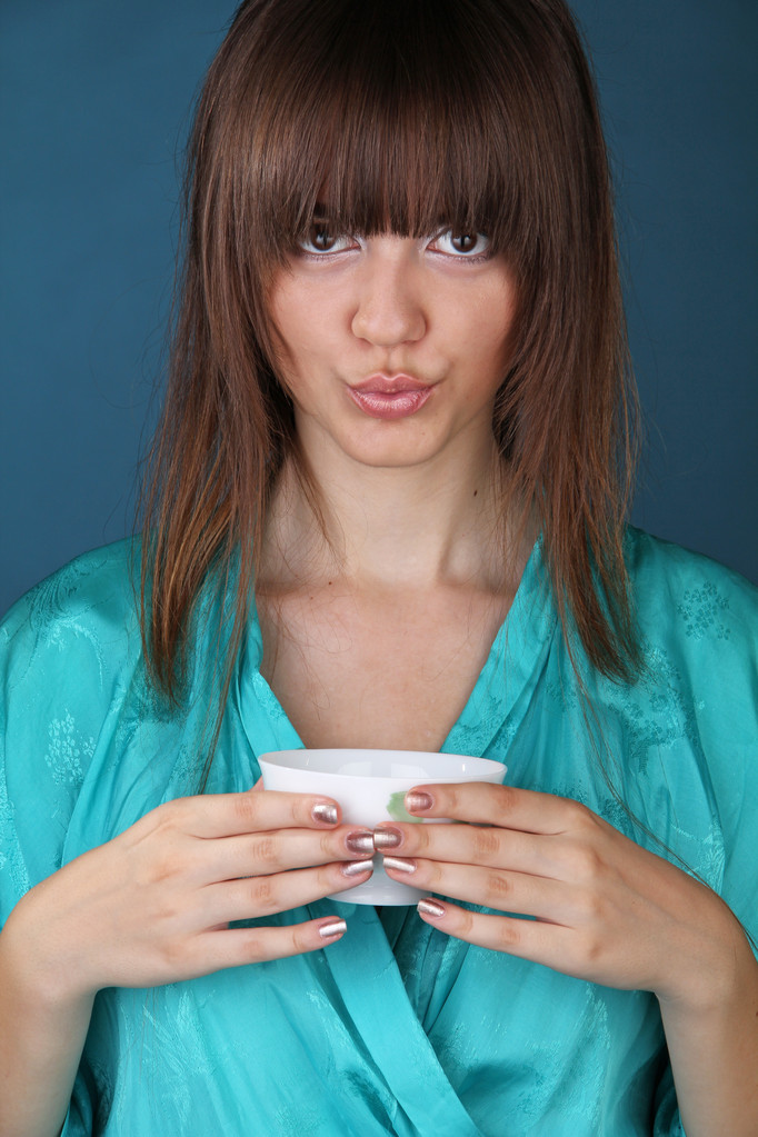 tea ivás gyönyörű nő - Fotó, kép