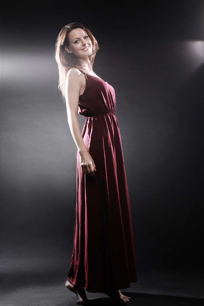 Fashion model in long dress Elegant woman - Photo, Image