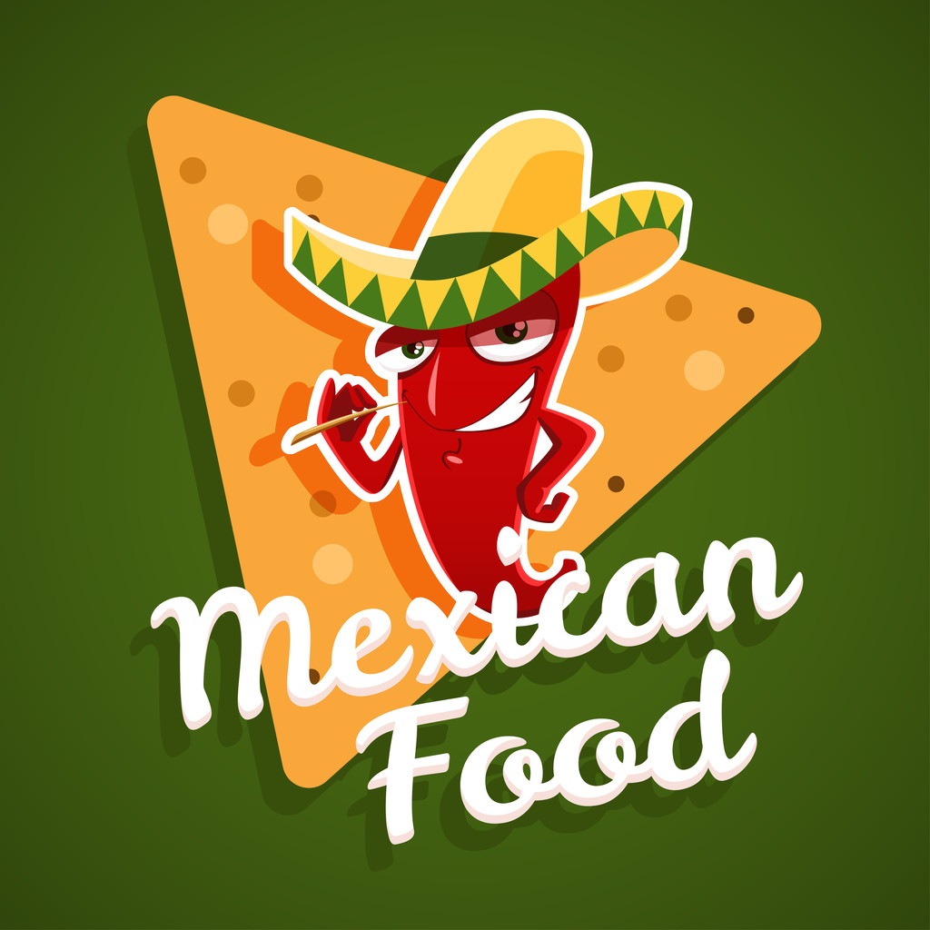 Mexikói ételek piros chili paprika - Vektor, kép