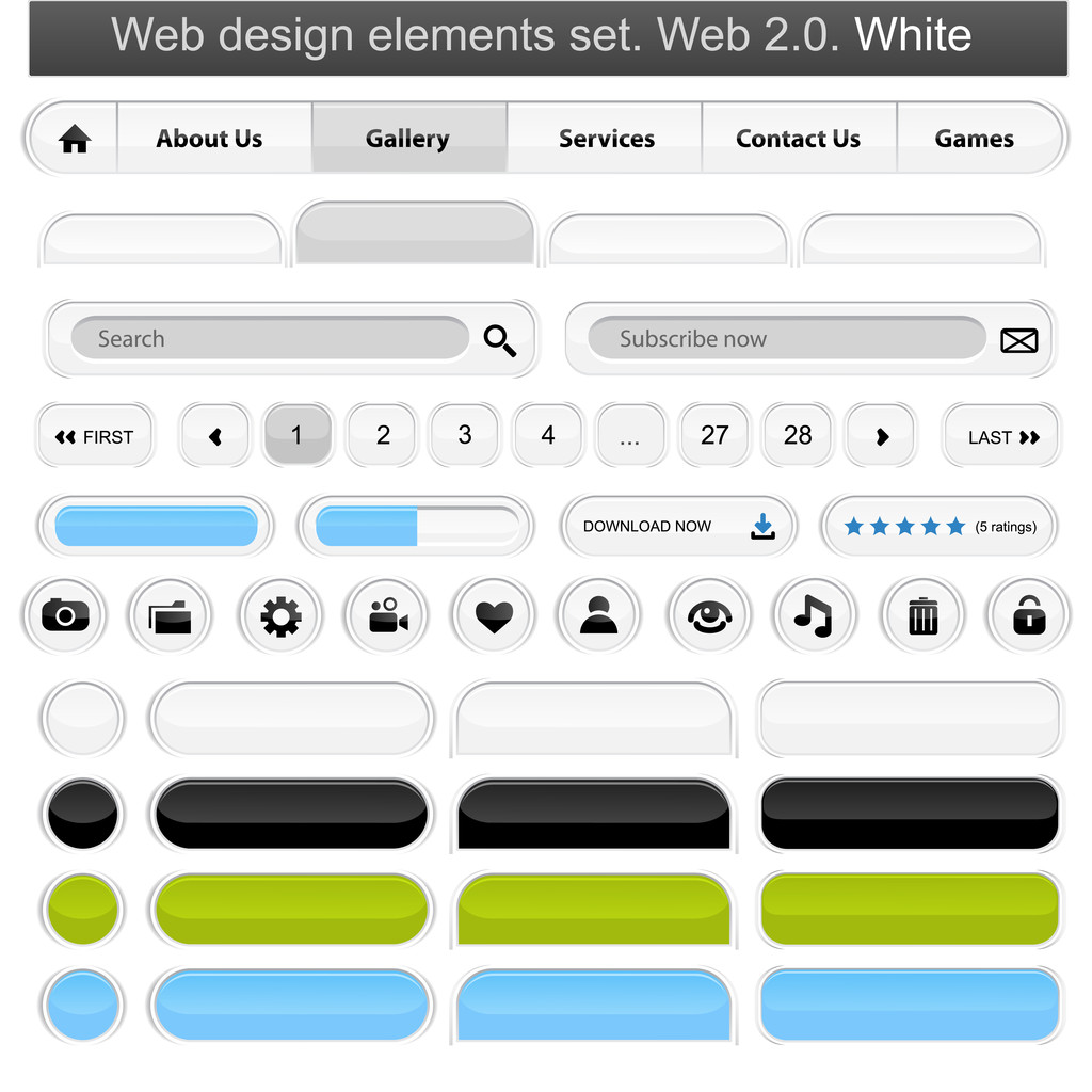 Elementos de diseño web set blanco
 - Vector, imagen