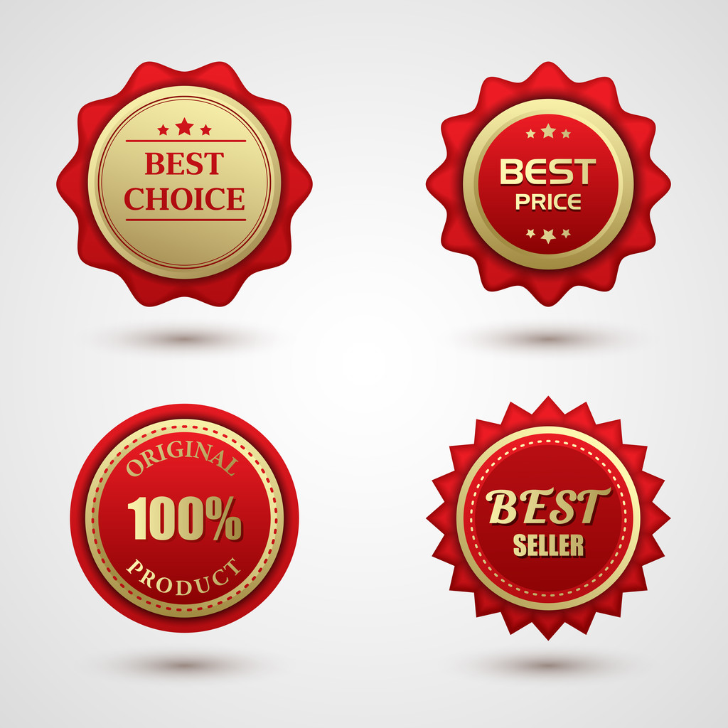 Set of Gold red best choice badge - Vector, Image