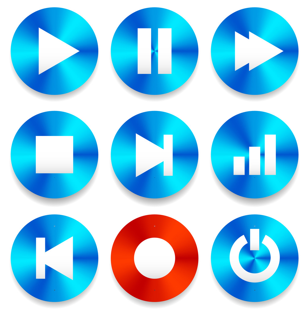 Набор мультимедийных кнопок
 - Вектор,изображение