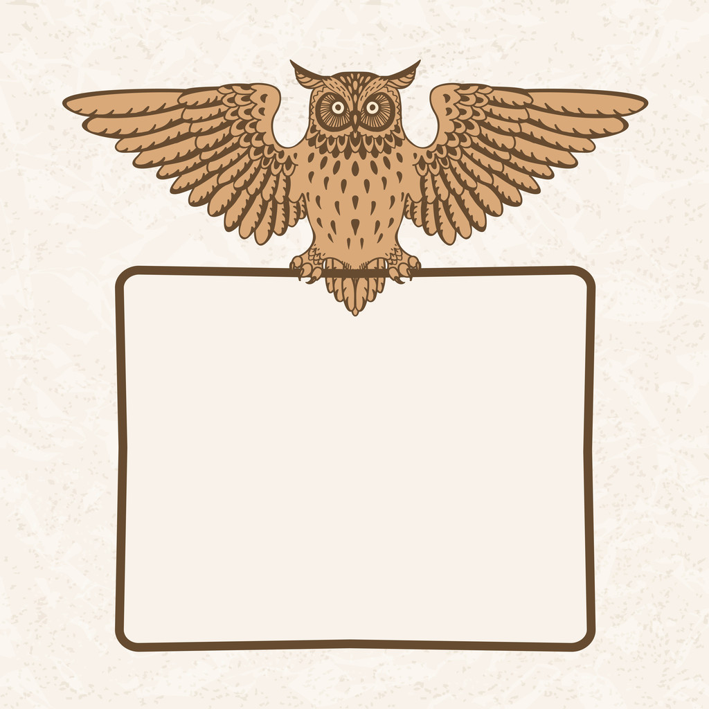Owl with frame - Vector, Image