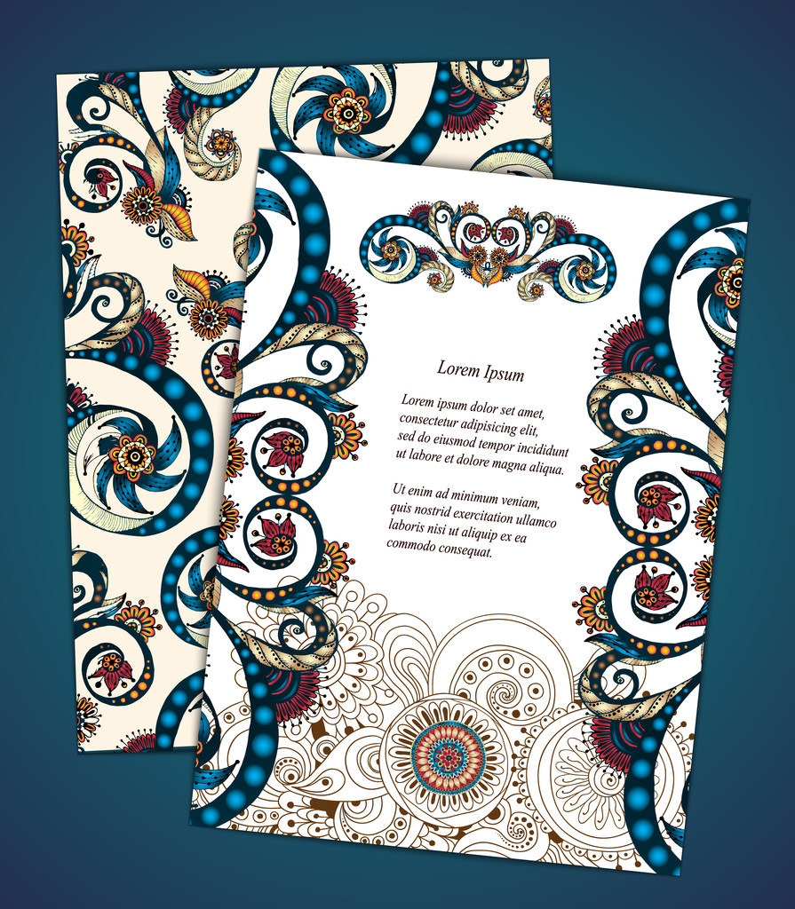 Set of  doodle paisley posters for your business - Vector, Image