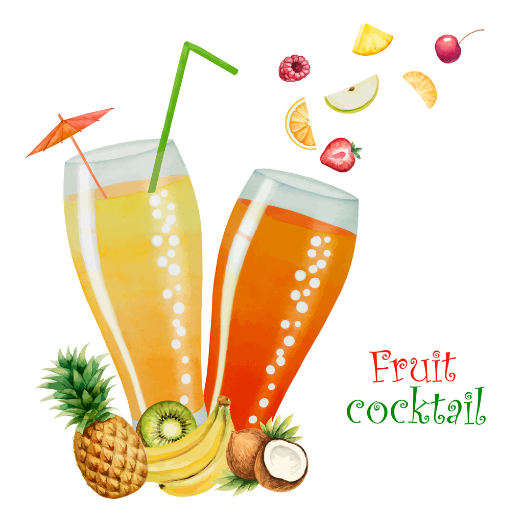 Bebida de frutas en vasos
 - Vector, imagen