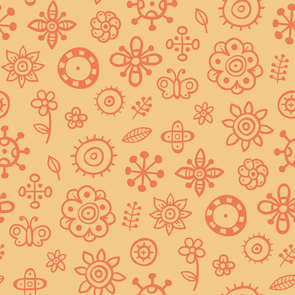 Orange pattern with cute elements - Vector, Image