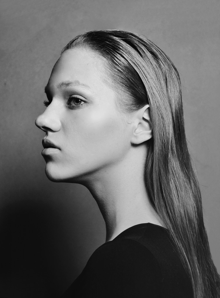 Portret van mooie model Russisch meisje. zwart-wit - Foto, afbeelding