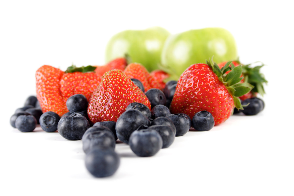 Composición de la fruta en blanco
 - Foto, Imagen