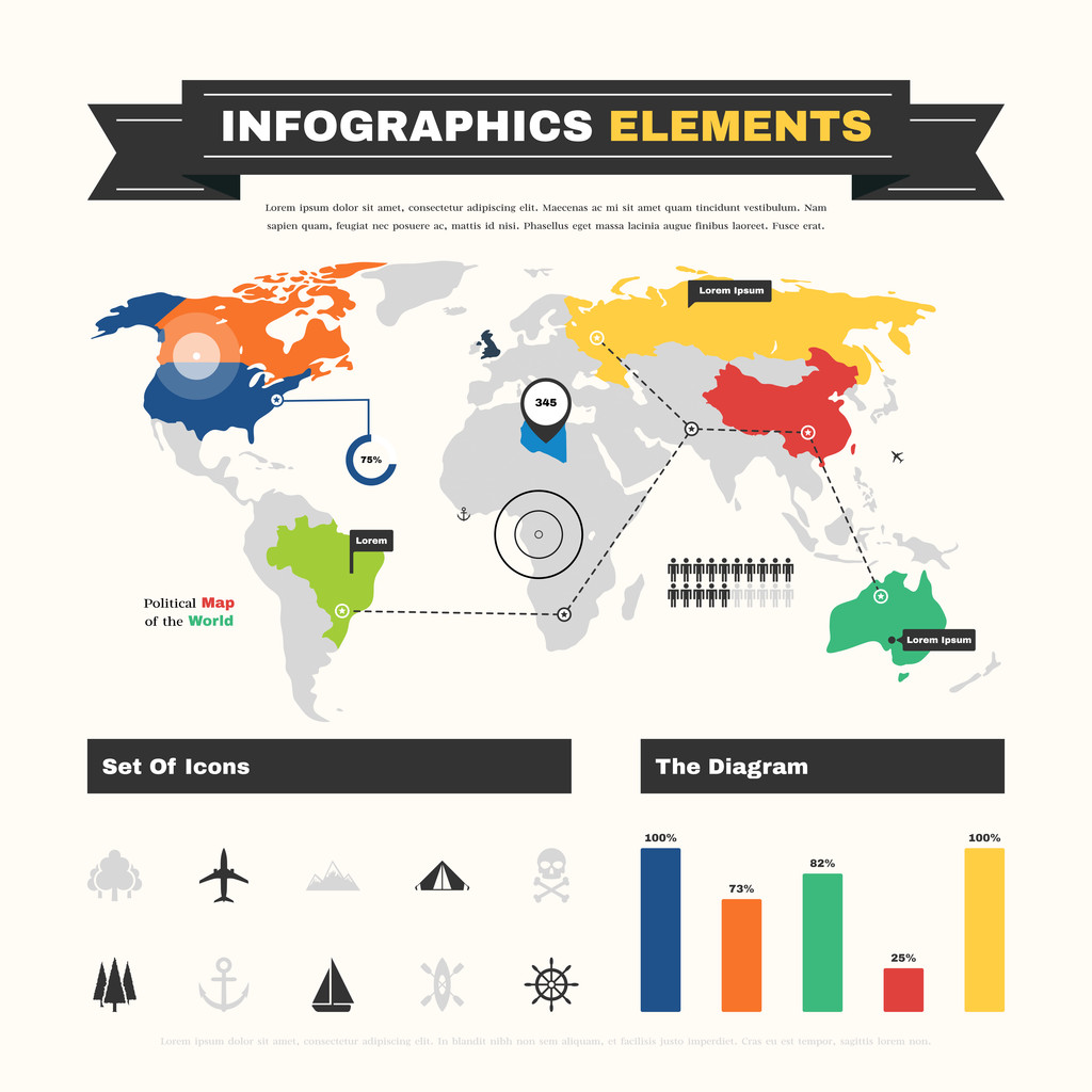 Infografik Elemente der Weltkarte. - Vektor, Bild