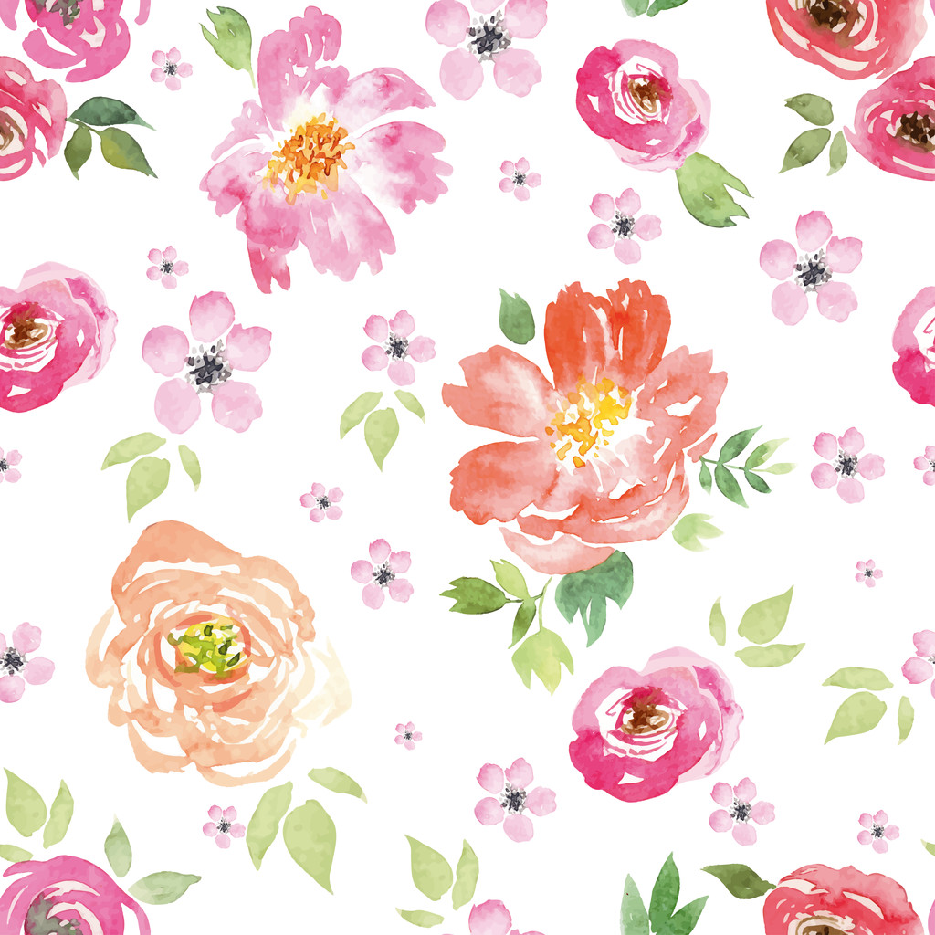 シームレスなパターン水彩の花 - ベクター画像