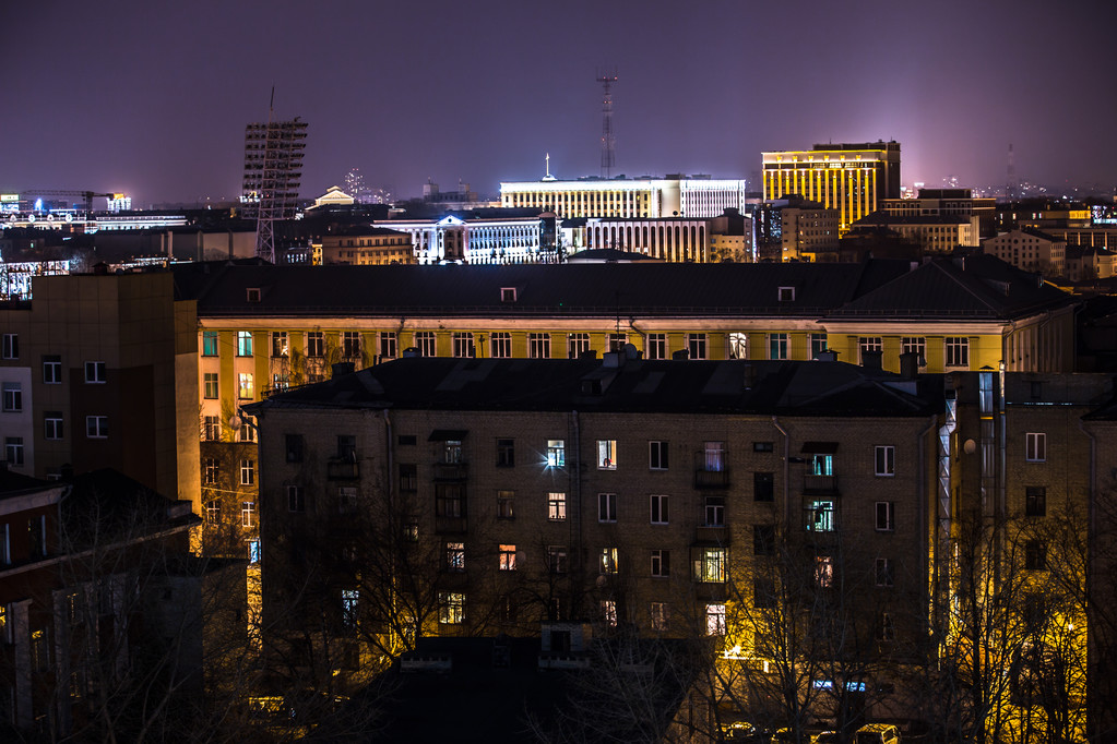 Nacht stad van hoogtepunt - Foto, afbeelding