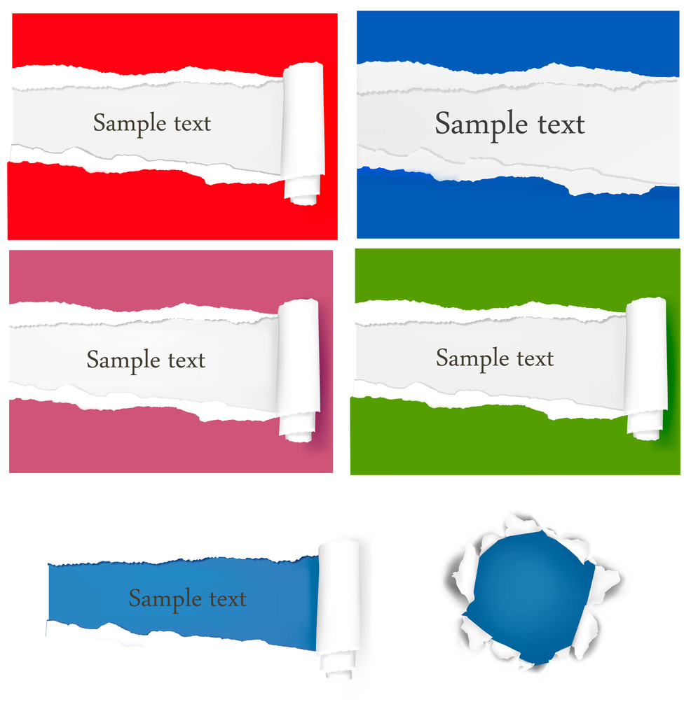 instellen met geripte gekleurd papier stickers. vectorillustratie - Vector, afbeelding