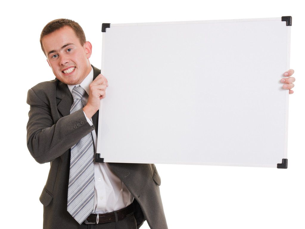 Man holding a white board. - Photo, Image