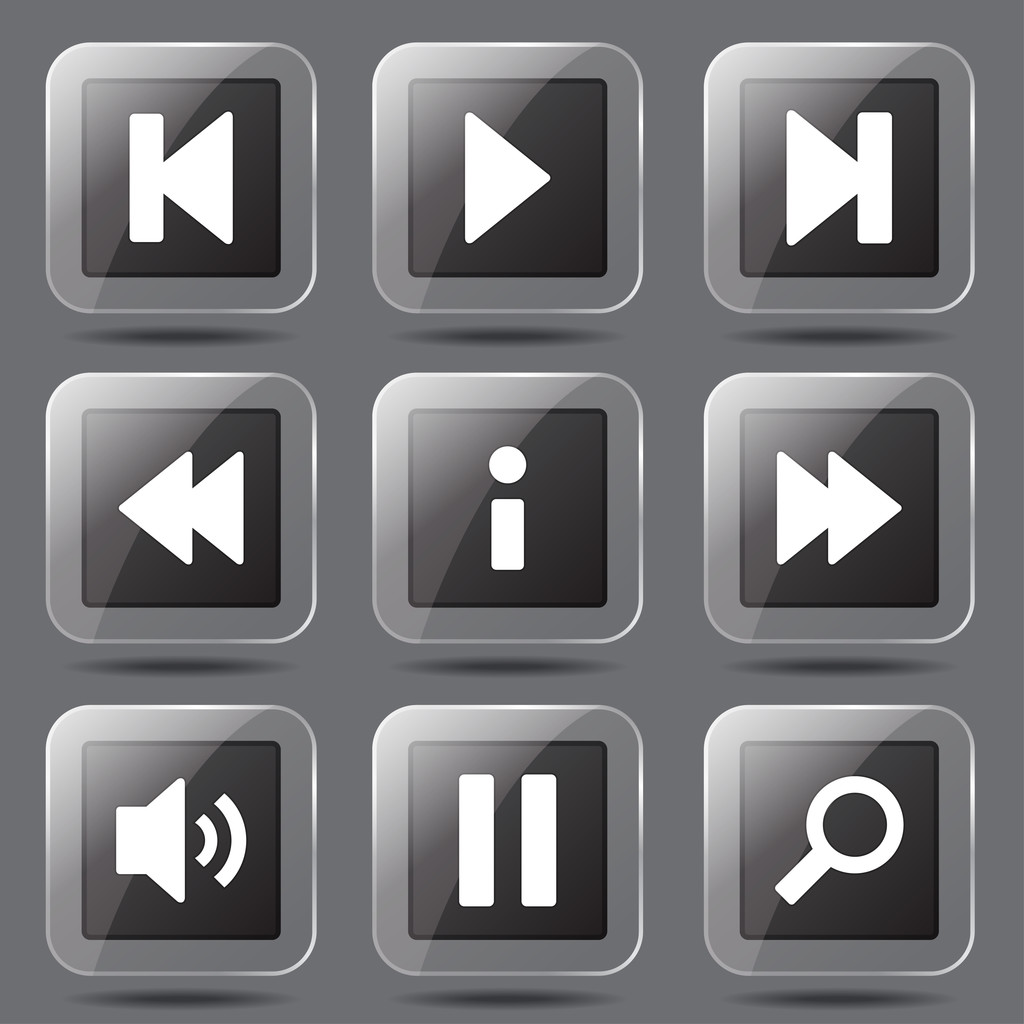 Conjunto de iconos del controlador multimedia
 - Vector, Imagen