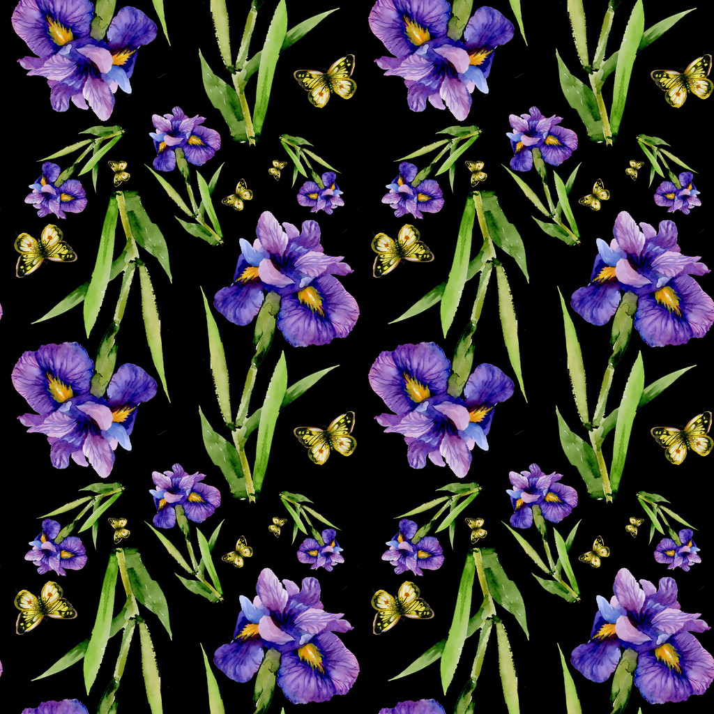 Fiori di iris blu con farfalle
 - Foto, immagini