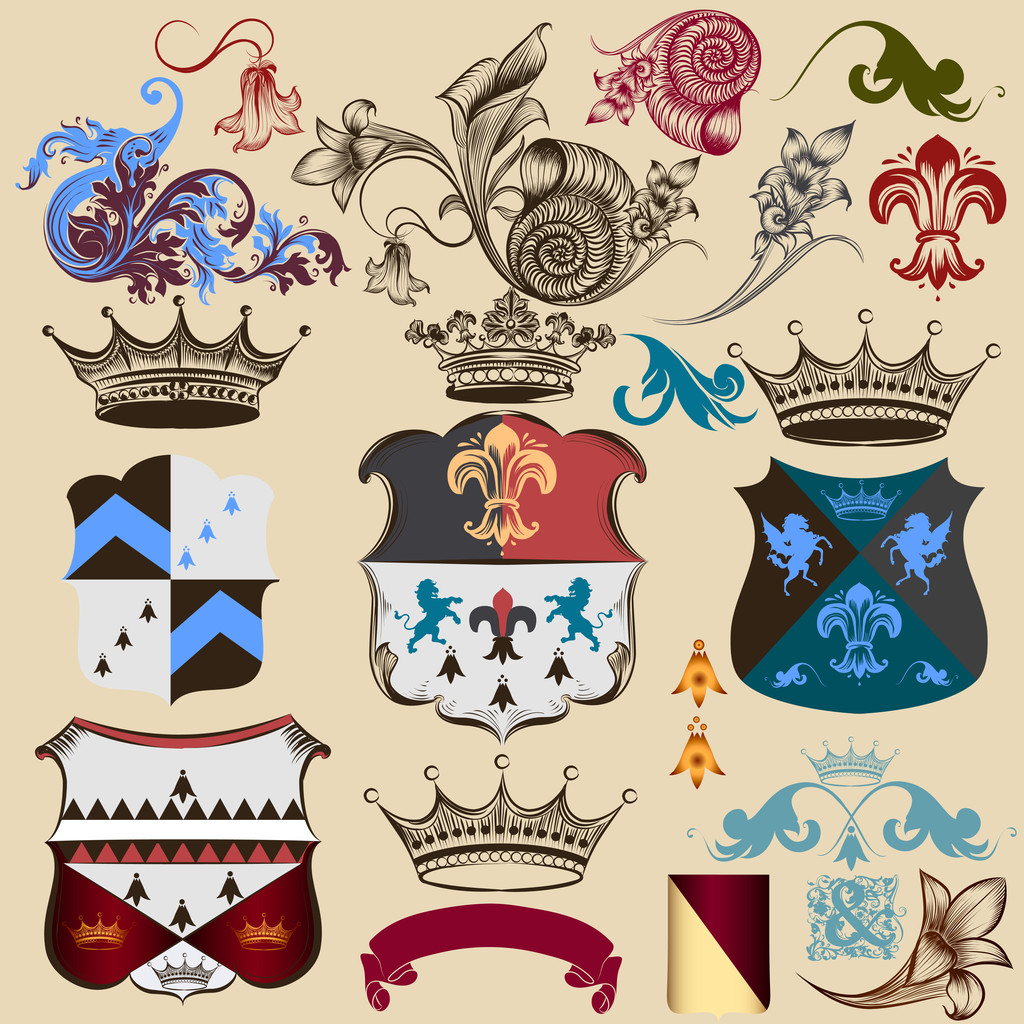 Sammlung heraldischer dekorativer Elemente - Vektor, Bild