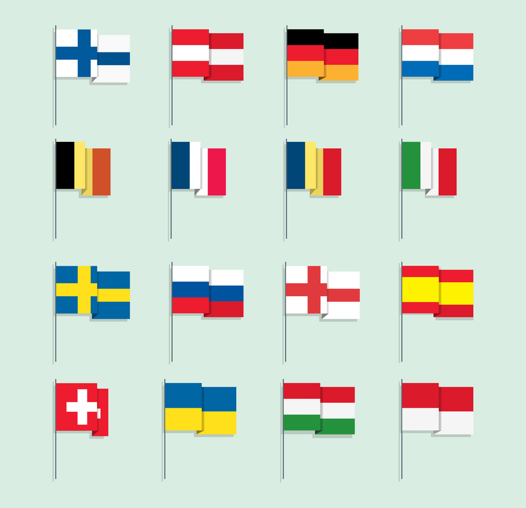 Avrupa düz bayrakları - Vektör, Görsel